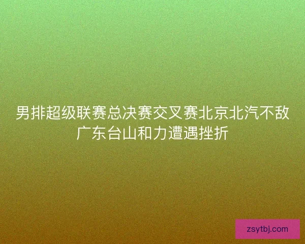 男排超级联赛总决赛交叉赛北京北汽不敌广东台山和力遭遇挫折